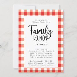 Invitación Comprobación de búfalos de Gingham blanco y rojo p