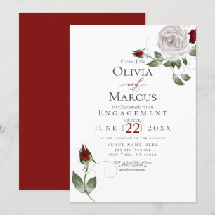 Invitación COMPROMISO Acuarela Dusty Mauve y Cabernet
