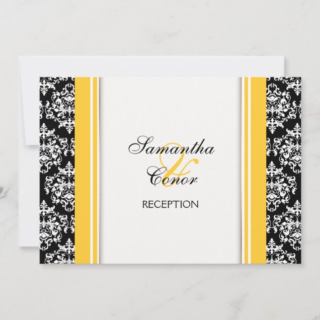 Invitación Compromiso amarillo blanco negro del boda del (Anverso)