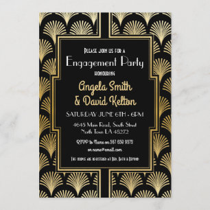 Invitación Compromiso Art Deco Gatsby AÑOS 20 ORO