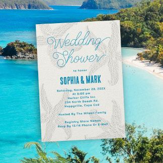 Invitación Compromiso Boda de Parejas Starfish Azul del Mar