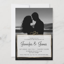 Invitación Compromiso casual de fotografías en blanco y negro