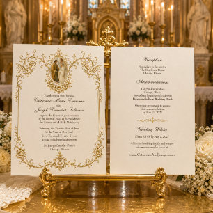 Invitación Compromiso Católico de María y José Boda