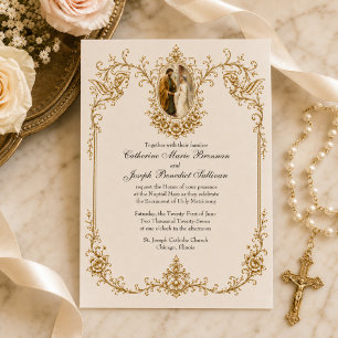 Invitación Compromiso Católico de María y José Boda