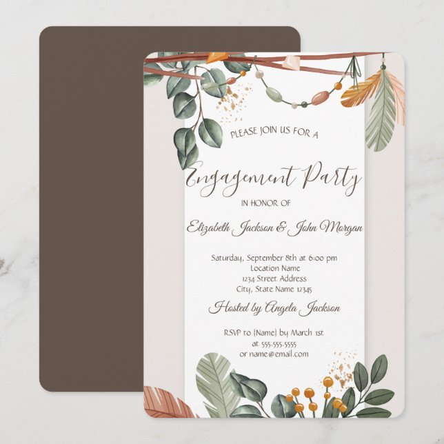 Invitación Compromiso Chic Boho (Anverso / Reverso)