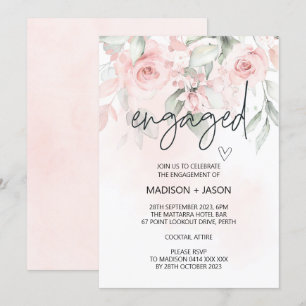 Invitación Compromiso Comprometido Cute Rubor Floral Rosa