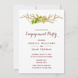Invitación Compromiso con astas rústicas y flores silvestres
