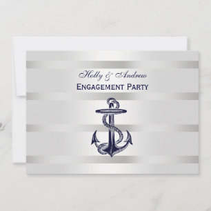 Invitación Compromiso Con Blu Anchor Silver Wt BG H De La Arm