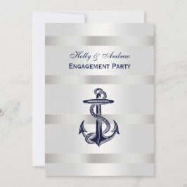 Invitación Compromiso Con Blu Anchor Silver Wt BG V De La Arm