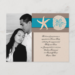 Invitación Compromiso con Boda Starfish de banda turquesa mar