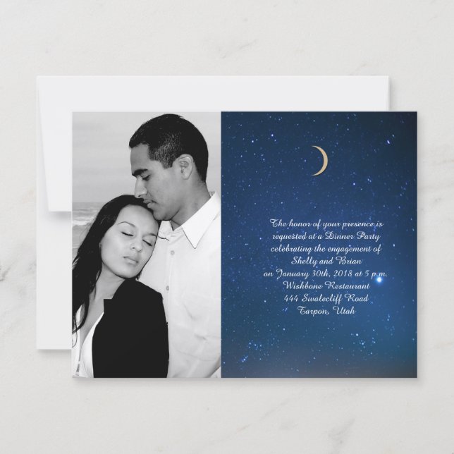 Invitación Compromiso con Bodas de Noche Starry (Anverso)