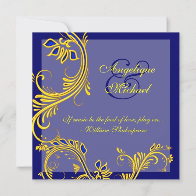 Invitación Compromiso con el aniversario del boda amarillo az (Anverso)