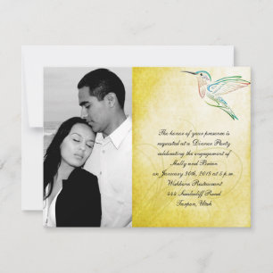 Invitación Compromiso con el Boda de color de agua Golden Hum