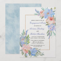 Compromiso con el Boda de la floración azul rosada