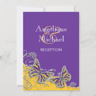 Invitación Compromiso con el boda de la mariposa morada amari