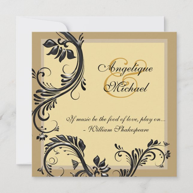 Invitación Compromiso con el boda negro marrón (Anverso)