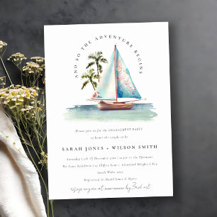 Invitación Compromiso con la paleta de vela Verde azulada Dus