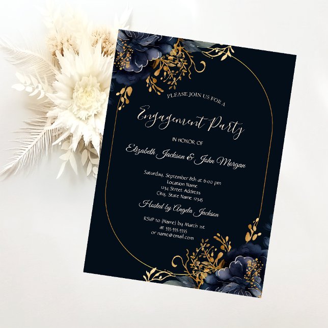 Invitación Compromiso con las flores azules de la Marina Eleg (Subido por el creador)