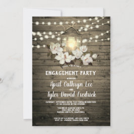 Invitación Compromiso con las luces de la luna de la madera r