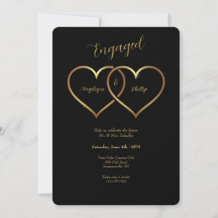 Invitación Compromiso con los corazones dorados