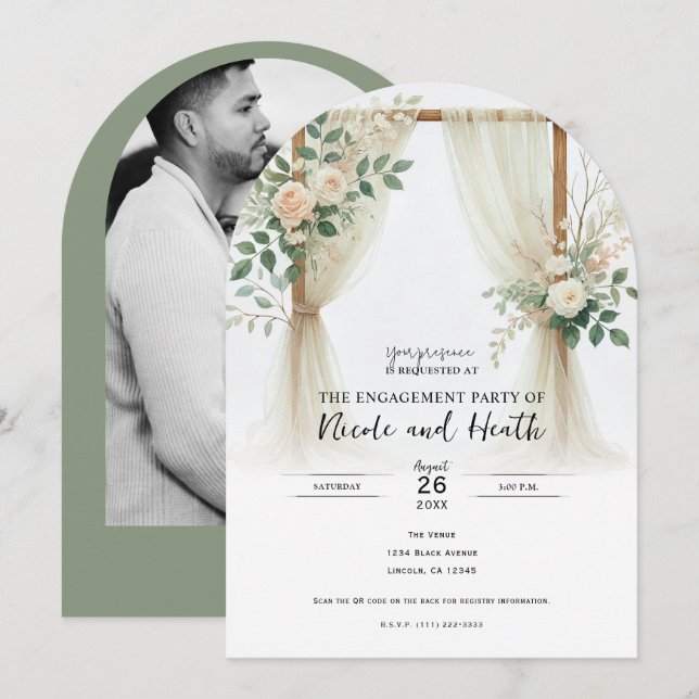 Invitación Compromiso con los Rosas de la vegetación del Arco (Anverso / Reverso)