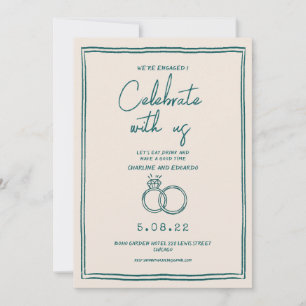 Invitación Compromiso contemporáneo retro pintado a mano