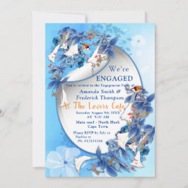 Invitación Compromiso de acuarela con flores de luna ilustrad