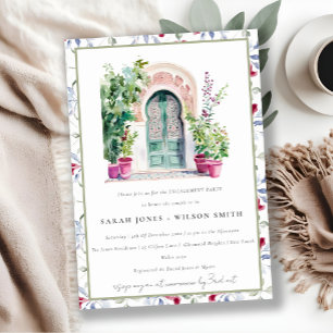 Invitación Compromiso de acuarela de la puerta tropical marro