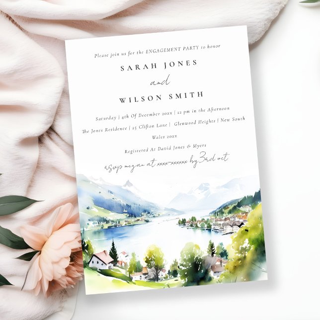 Invitación Compromiso de acuarela de Lungern Suiza (Subido por el creador)