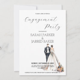 Invitación Compromiso de acuarela de Newlyweds