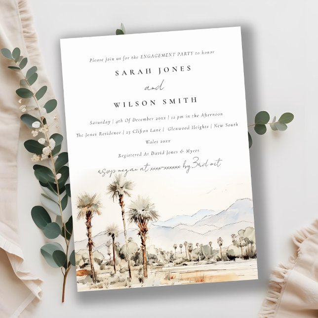 Invitación Compromiso de acuarela de Palm Springs California (Subido por el creador)