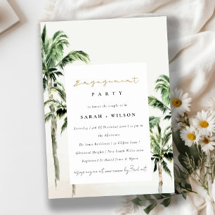 Invitación Compromiso de acuarela de palmeras de playa tropic