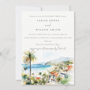 Invitación Compromiso de acuarela de Puerto Vallarta México