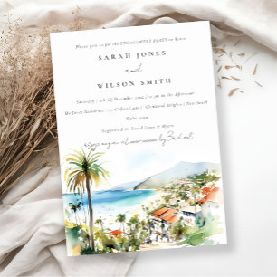 Invitación Compromiso de acuarela de Puerto Vallarta México