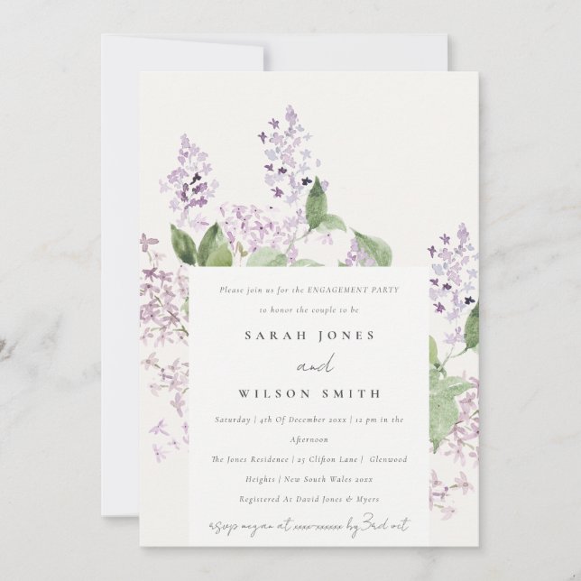 Invitación Compromiso de acuarela del Jardín de Cabaña Floral (Anverso)