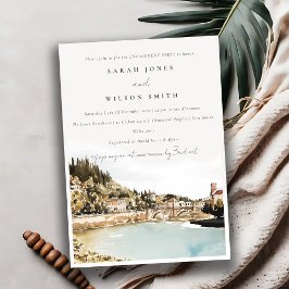 Invitación Compromiso de acuarela del río Verona Adige Italia