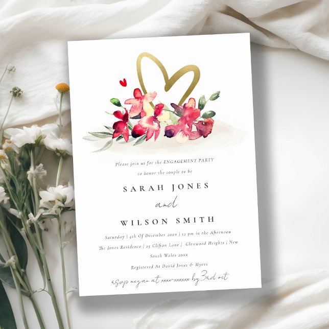 Invitación Compromiso de acuarela floral de orquídea de oro r (Subido por el creador)