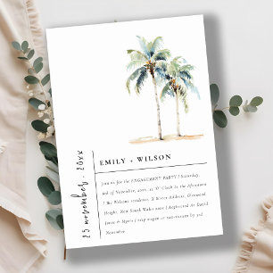 Invitación Compromiso de acuarela tropical de palmeras mínima