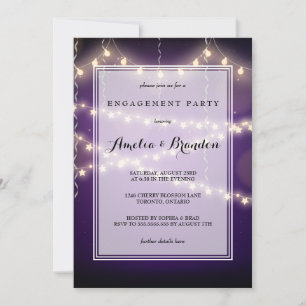 Invitación Compromiso de alumbrado de Fiesta morado Starry Li