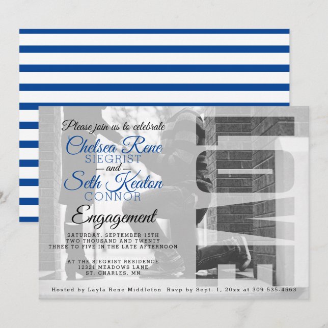 Invitación Compromiso de amor - Azul - Crea tu propio (Anverso / Reverso)
