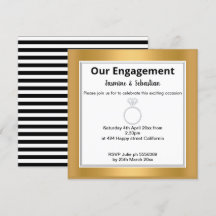 Compromiso de anillo de oro de banda blanca y negr