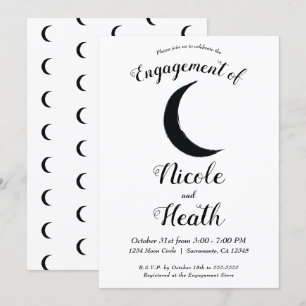 Invitación Compromiso de Astrología Zodiaco Luna Creciente Ne