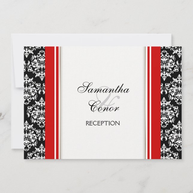 Invitación Compromiso de boda blanco negro y rojo (Anverso)