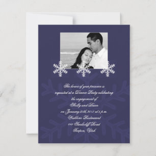 Invitación Compromiso de Boda de Invierno con Copo Azul de Ni