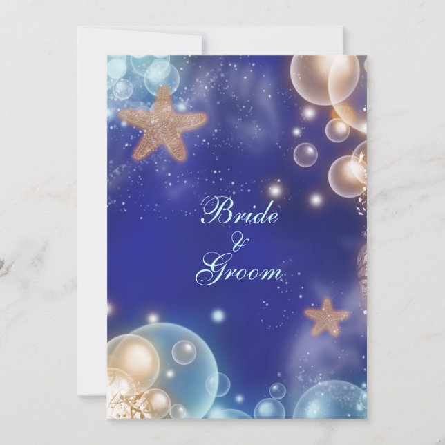 Invitación Compromiso de boda marfil azul #2 (Anverso)