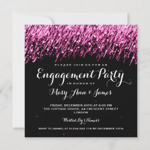 Invitación Compromiso de Bodas que caen estrellas rosadas