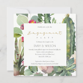 INVITACIÓN COMPROMISO DE BOHO PINK FLORAL CACTI FOLIAGEMENT
