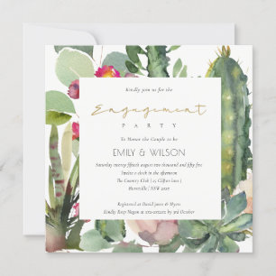 INVITACIÓN COMPROMISO DE BOHO PINK FLORAL CACTI FOLIAGEMENT
