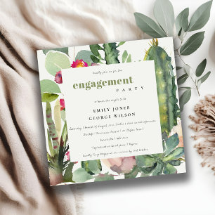 INVITACIÓN COMPROMISO DE BOHO PINK FLORAL DESERT CACTI