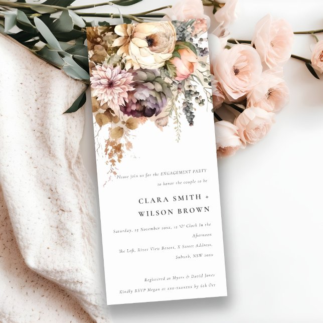 Invitación Compromiso de Boho Watercolor Autumn Floral Bunch (Subido por el creador)